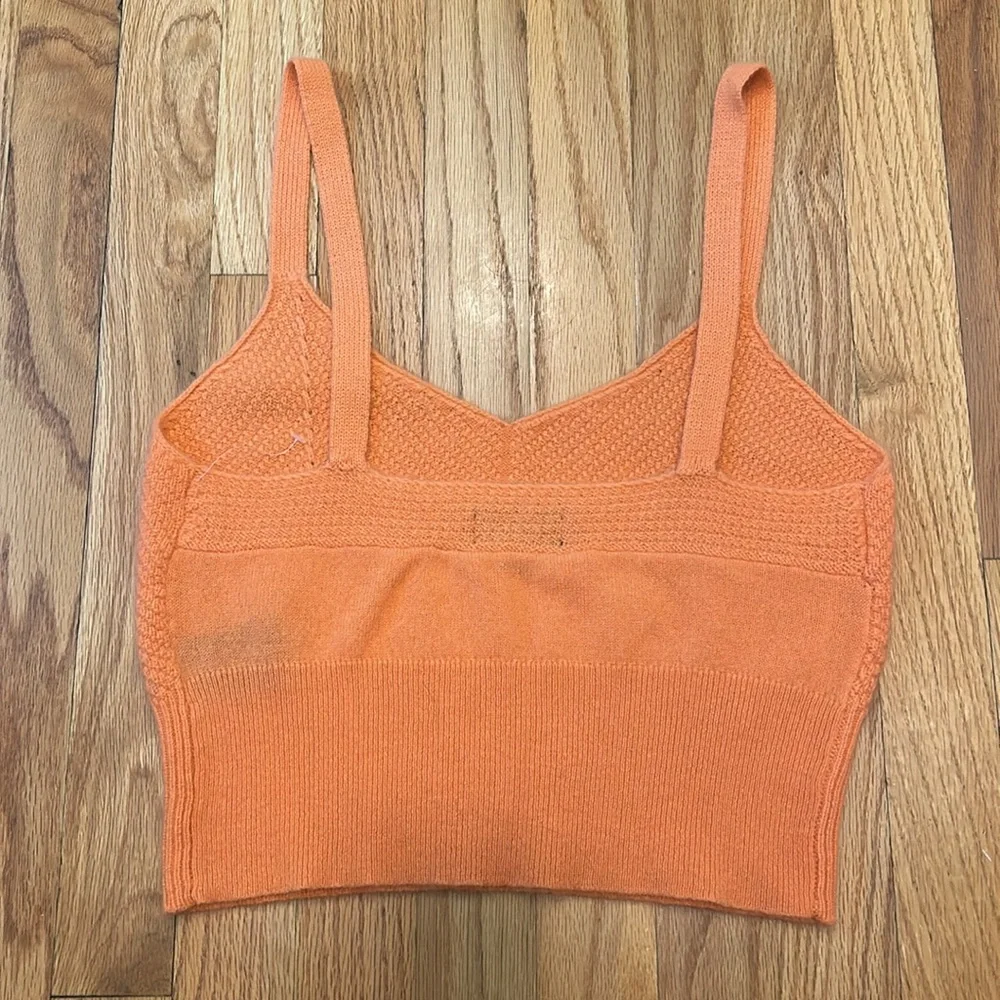 ✨ MAEVE Anthropologie ✨ Coral Orange Cashmere Cropped Sweater Tank Top XS $98 - Picture 3 of 9